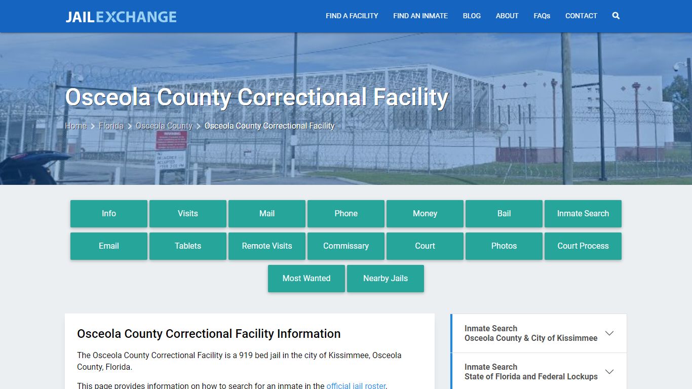 Osceola County Correctional Facility, FL Inmate Search, Information